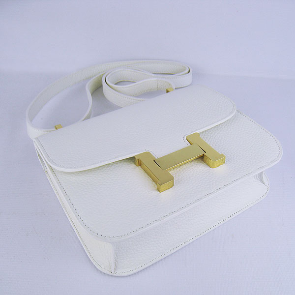 7A Hermes Oxhide Leather Message Bag White H017 - Click Image to Close